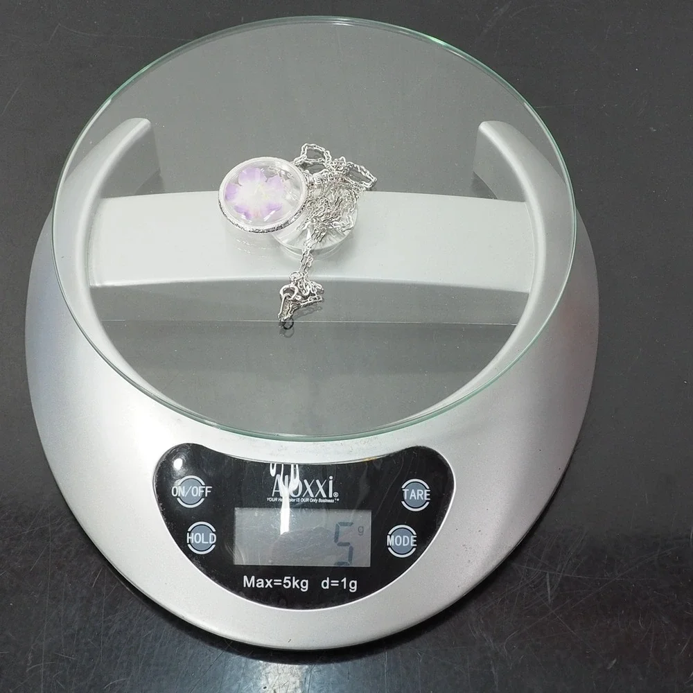 Vintage Avon Necklace Purple Flower Collectors Locket Pendant Silver Tone Chain
